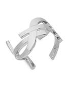 Yves Saint Laurent Silvertone Monogram Cuff Bracelet