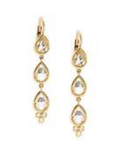 Temple St. Clair 18k Gold Triple White Sapphire Diamond Accent Drop Earrings