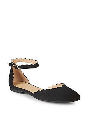 Saks Fifth Avenue Scalloped Suede Flats