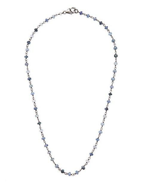 Adornia Fine Jewelry Blue Sapphire And Silver Rosary Bead Necklace