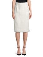 Oscar De La Renta Frayed-trim Tweed Skirt