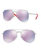 Valentino Glamtech 56mm Mirrored Aviator Sunglasses