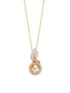 Saks Fifth Avenue 14k Yellow Gold 10-11mm Golden South Sea Pearl & Diamond Pendant Necklace