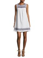 Beach Lunch Lounge Embroidered Cotton Shift Dress