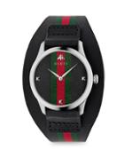Gucci G-timeless Striped Leather-strap Watch