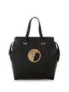 Versace Collection Logo Plaque Leather Tote