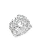 Effy Diamond & 14k White Gold Open Heart Ring