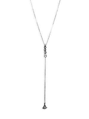 Mhart Textured Shield Lariat Sterling Silver Drop Necklace