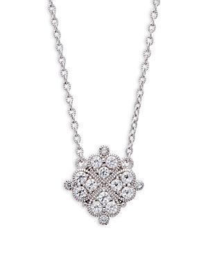 Judith Ripka White Sapphire & Sterling Silver La Petite Clover Pendant Necklace