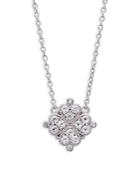 Judith Ripka White Sapphire & Sterling Silver La Petite Clover Pendant Necklace