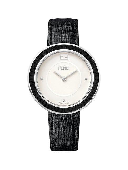 Fendi My Way Stainless Steel & Leather Strap Watch