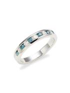 Effy 14k White Gold. White & Blue Diamond Eternity Ring
