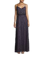 Adrianna Papell Crisscross Back Sequined Blouson Gown