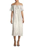 Red Carter Cotton Striped Dress