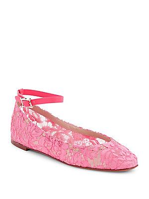 Valentino Buckled Lace Flats