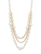 Natasha Goldtone & Faux Pearl Chain Necklace