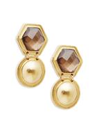 Stephanie Kantis 24k Goldplated & Smoky Topaz Drop Earrings