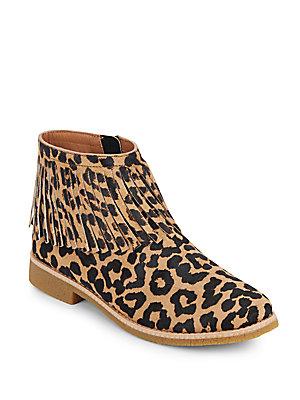 Kate Spade New York Betsie Too Fringed Leopard-print Calf Hair Ankle Boots