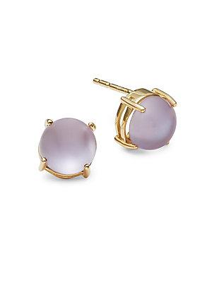 Roberto Coin 18k Yellow Gold And Amethyst Round Stud Earrings