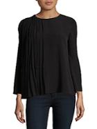 French Connection Pleated Crepe Long-sleeve Top