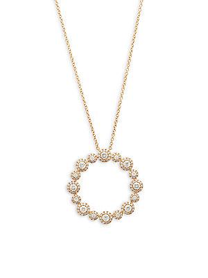 Diana M Jewels Diamond And 14k Yellow Gold Round Pendant Necklace