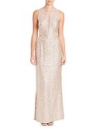 Adrianna Papell Sleeveless Sequin Illusion Gown