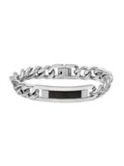 Anthony Jacobs Stainless Steel Cuban-link Id Bracelet