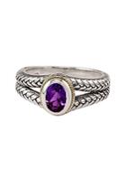 Effy Balissima Sterling Silver And 18kt Yellow Gold Ring With Amethyst Stone