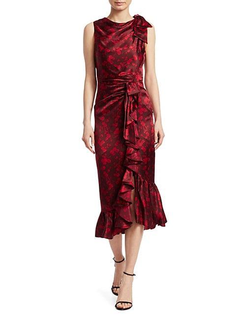 Elizabeth And James Nannon Asymmetric Silk Floral-print Sheath Dress