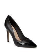 Saks Fifth Avenue Point-toe Wing Tip Polished Leather Pump
