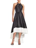 Carmen Marc Valvo Infusion Beaded Fit-and-flare Halter Gown
