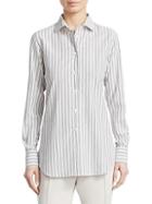 Loro Piana Camicie Kara Silk Blend Pinstripe Shirt