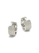 Saks Fifth Avenue 14k White Gold & Pav&eacute; Diamond Huggie Earrings