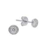 Nephora Diamond Trend Milgrain 14k White Gold & Diamond Stud Earrings