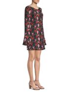 Mother Of Pearl Floral Bell Sleeve Mini Dress