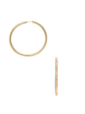 Arthur Marder Fine Jewelry 18k Gold Champagne Diamond & White Sapphire Hoop Earrings