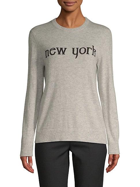 Saks Fifth Avenue Black Printed Long-sleeve Sweater