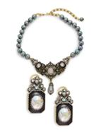 Heidi Daus Deco Design Glass Pearl Crystal & Rhinestone Necklace & Earring Set