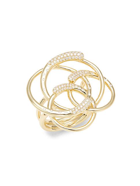 Ippolita Stardust 18k Yellow Gold & Diamond Interlocking Ring