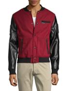 Members Only Faux Leather-sleeve Varsity Jacket