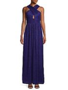 Nicole Miller Cross-front Pleated Gown
