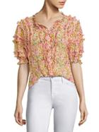 Rebecca Taylor Floral Ruffle Top