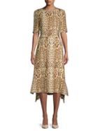 Adam Lippes Asymmetrical Leopard-print Midi Dress