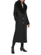 Dkny Maxi Melton Faux Fur & Wool-blend Coat