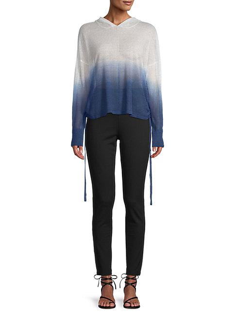 Central Park West Ruched Dip-dye Knit Hoodie