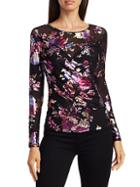 Parker Billy Metallic Floral Draped Top