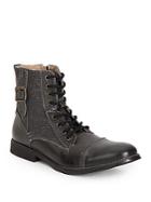 Steve Madden Fragments Leather & Canvas Lace-up Boots