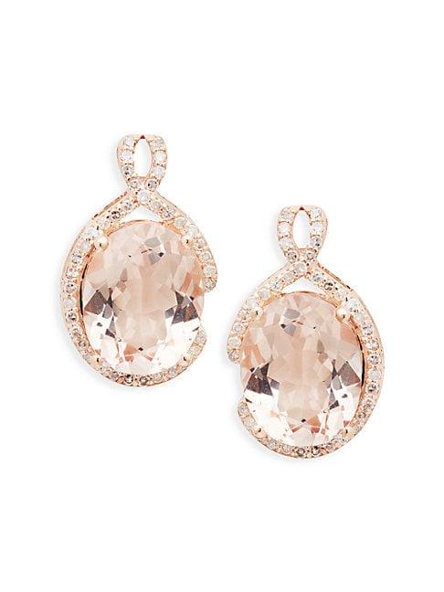 Effy 14k Rose Gold Morganite & Diamond Oval Drop Earrings