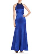 Theia Beaded Halter Gown