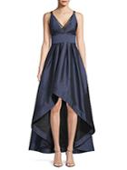 Adrianna Papell Deep V-neck Hi-lo Ball Gown